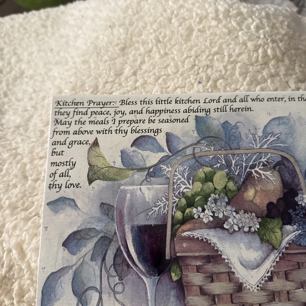 2003 Pat Richter A. Richesco Corp. Tile Trivet Vintage Kitchen Prayer Pre Owned
